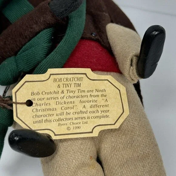 Byers Choice Bob Cratchit & Tiny Tim First Edition 1990 Green Brown Coats Beige - Picture 12 of 13